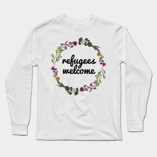 Refugees Welcome - Floral Long Sleeve T-Shirt